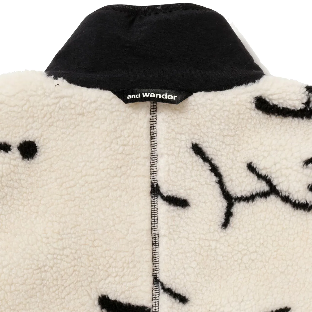 And Wander Womens Daijiro Ohara Map Key Boa Jacket Off White - Image 3