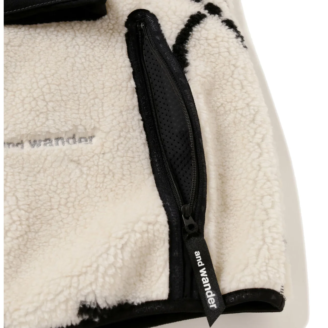 And Wander Womens Daijiro Ohara Map Key Boa Jacket Off White - Image 4