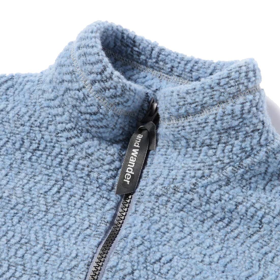 And Wander Womens Re Wool Jq Stand Zip Light Blue - Image 9
