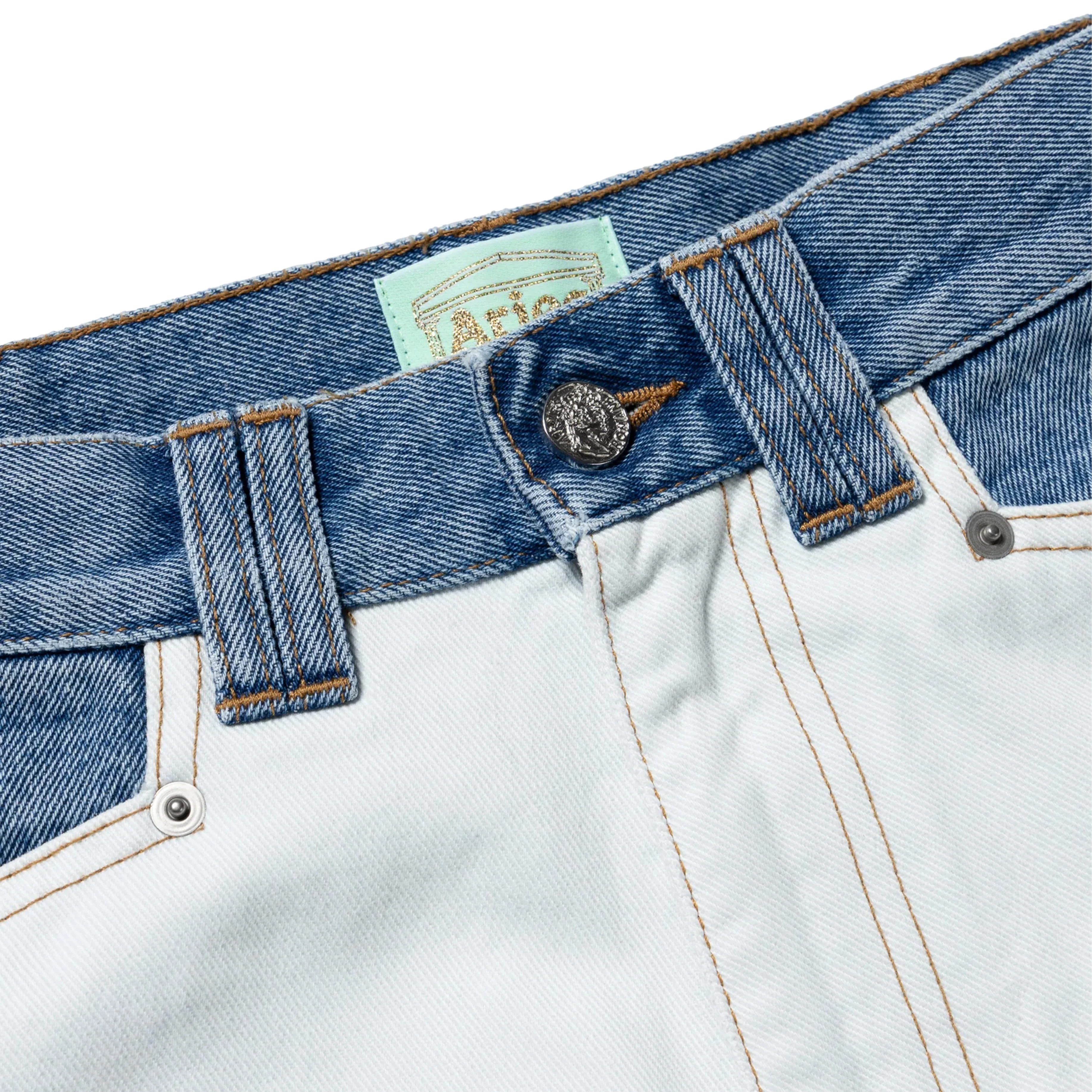 Aries Womens Patchwork Western Carpenter Jeans Blue / White - Image 3