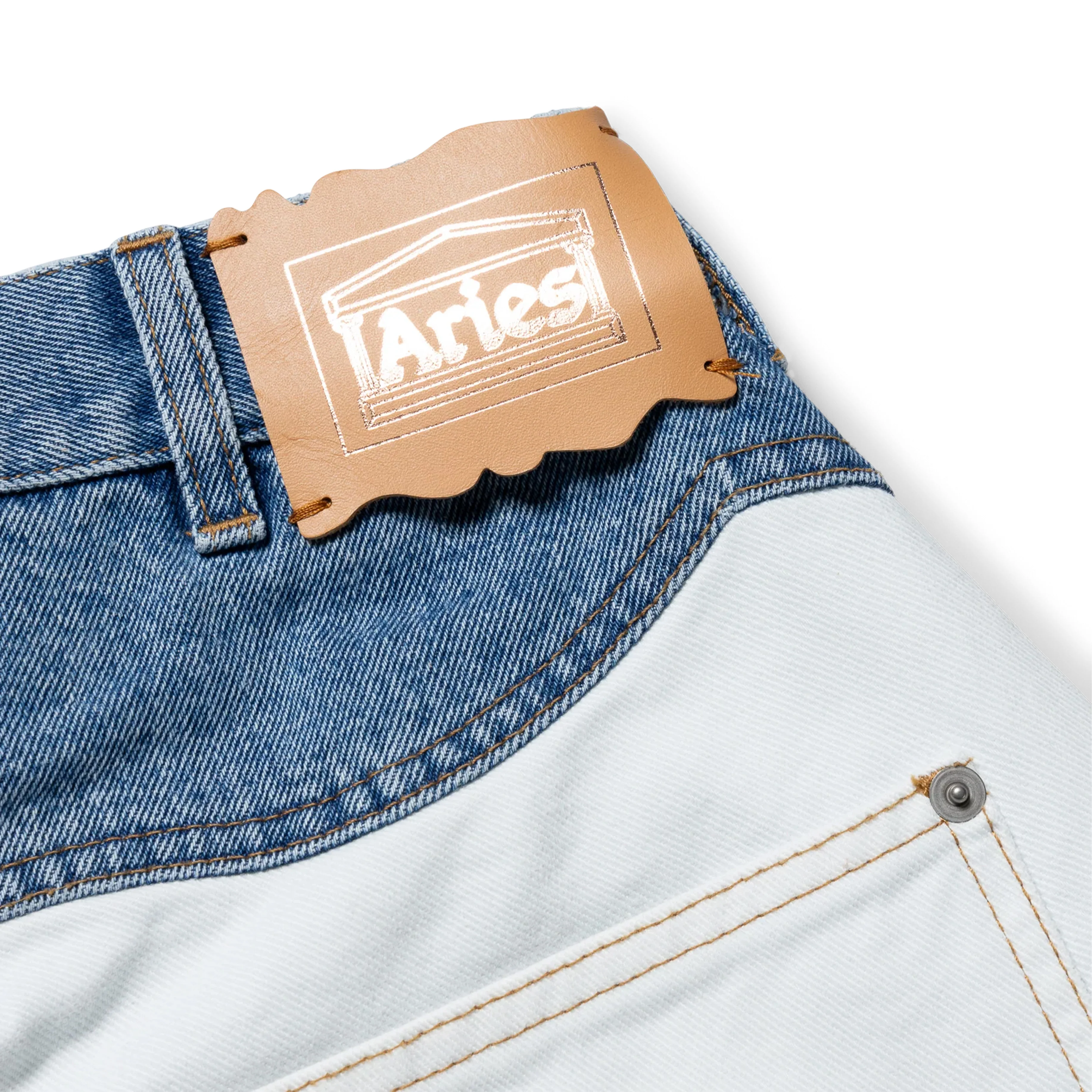 Aries Womens Patchwork Western Carpenter Jeans Blue / White - Image 4