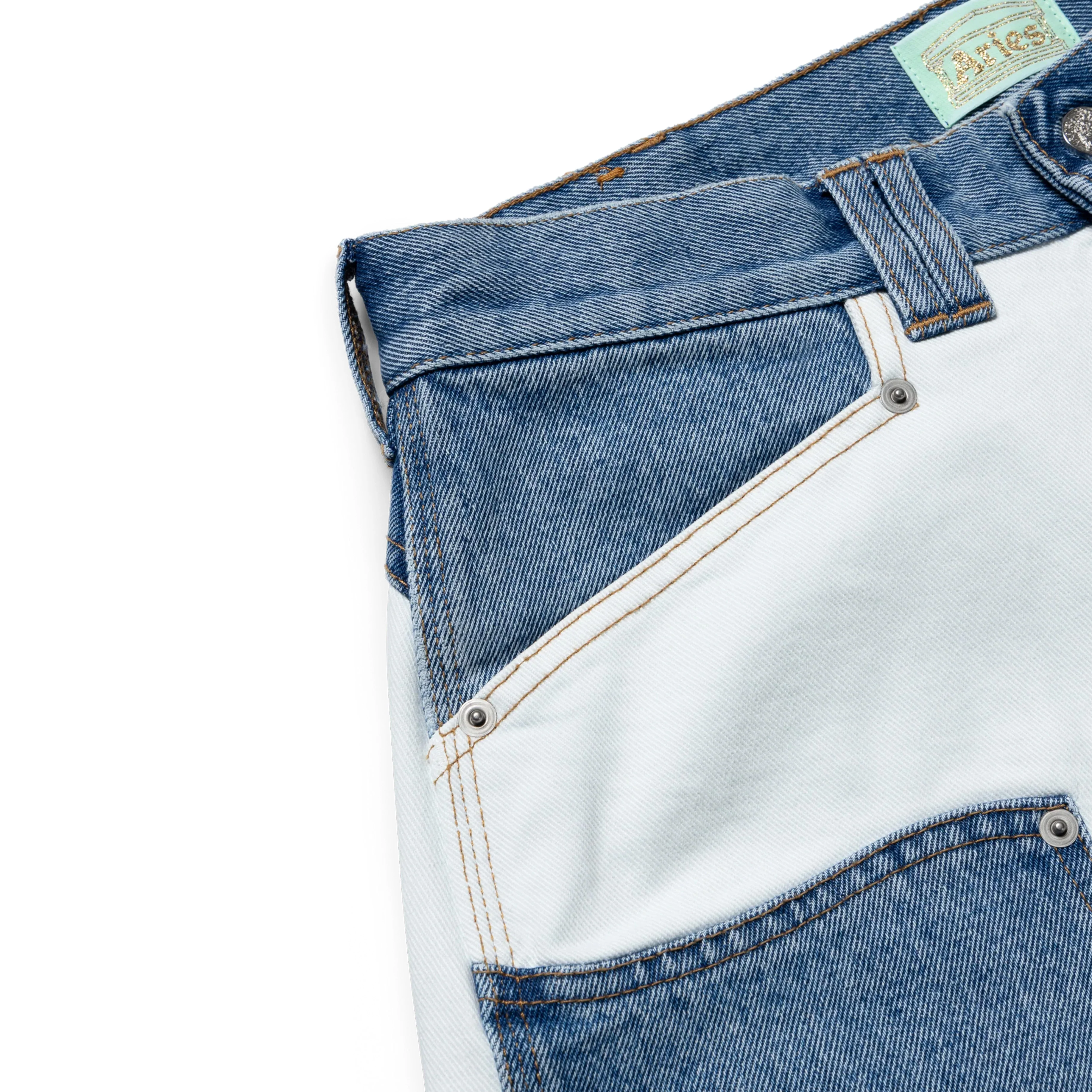 Aries Womens Patchwork Western Carpenter Jeans Blue / White - Image 5