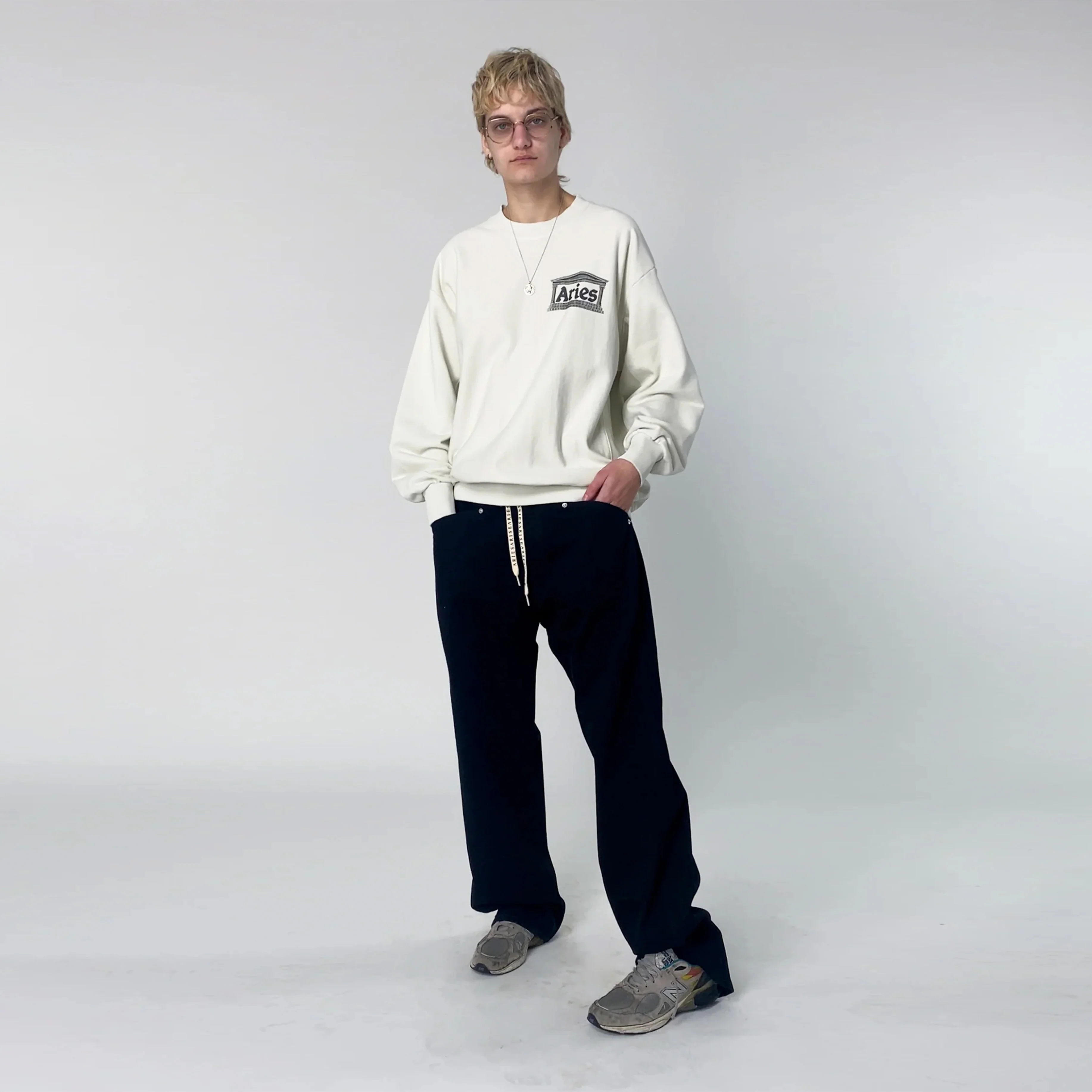 Aries Womens Premium Aged Temple Sweatshirt Off White - Image 3