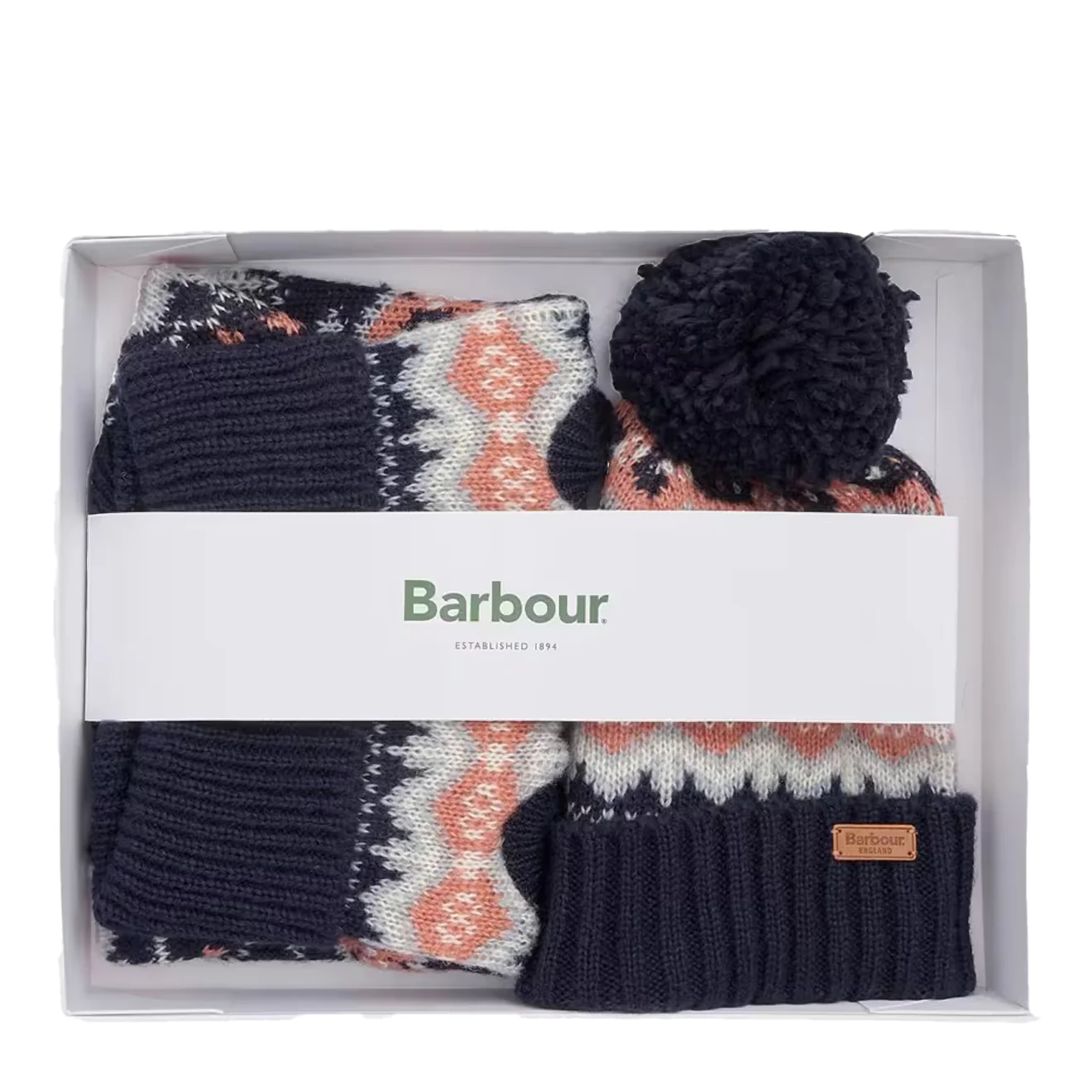 Barbour Case Fair Isle Dog Gift Set Pink/Navy - Image 2
