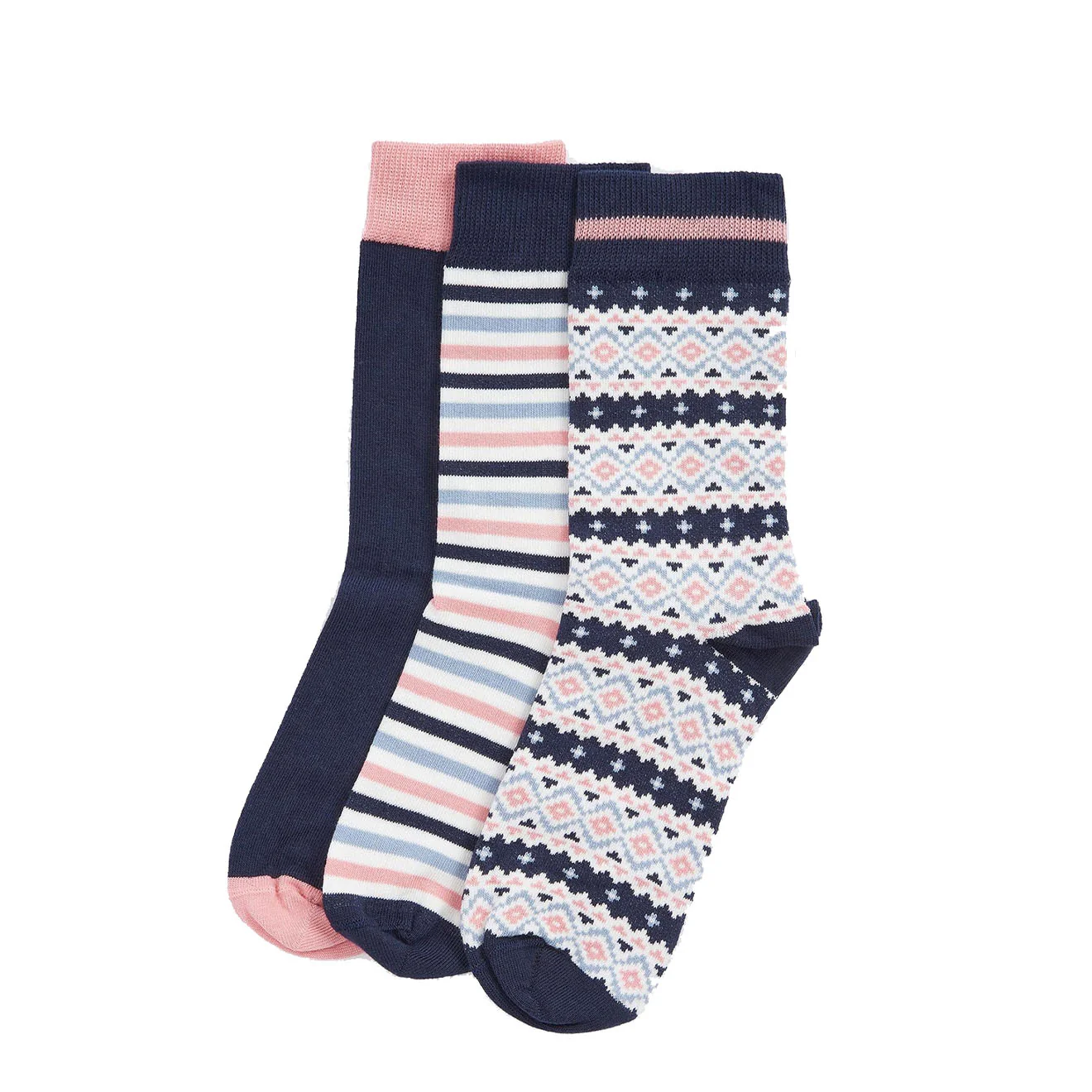 Barbour Claudia Fair Isle Sock Gift Set Pink/Navy