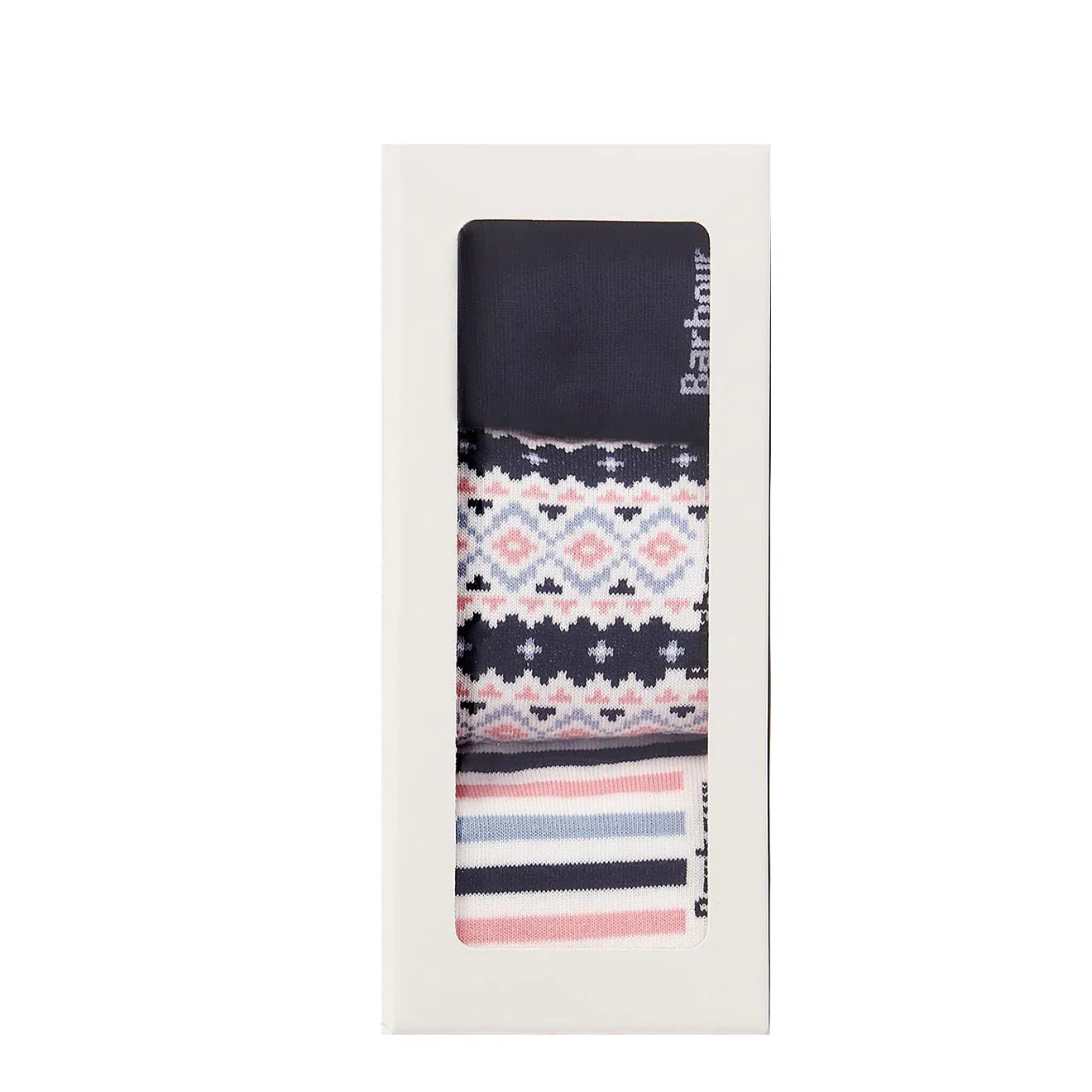 Barbour Claudia Fair Isle Sock Gift Set Pink/Navy - Image 3