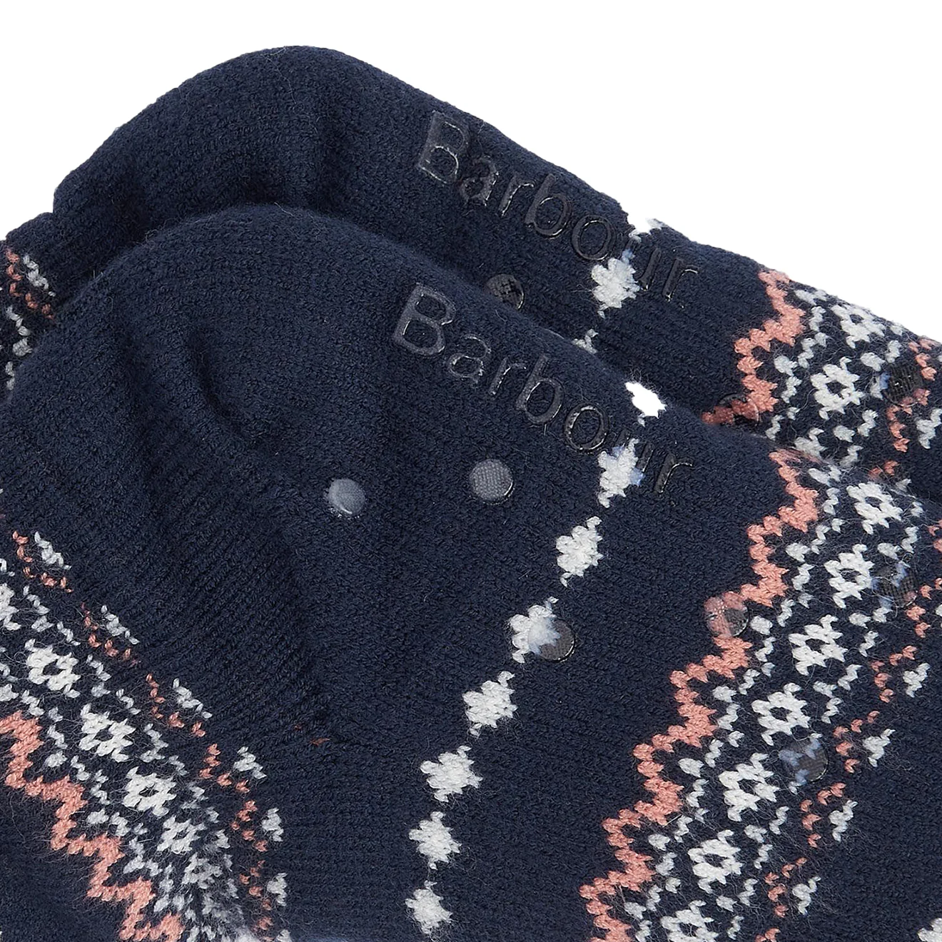 Barbour Fair Isle Lounge Socks Pink/Navy - Image 3