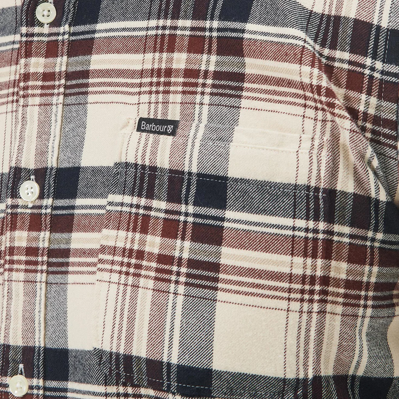 Barbour Shieldton Tailored Checked Shirt Ecru - Image 2