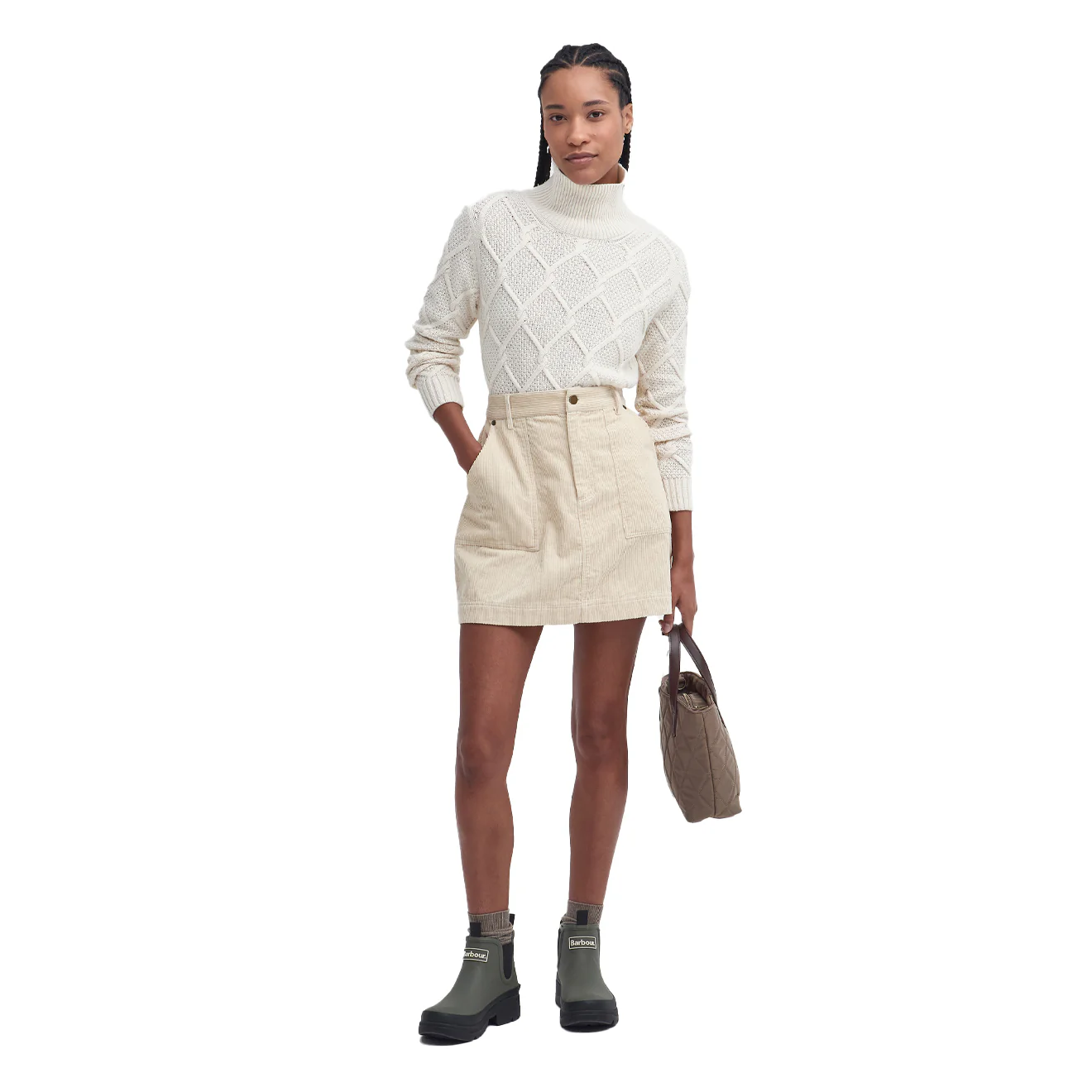 Barbour Womens Anya Mini Skirt White Pepper - Image 2