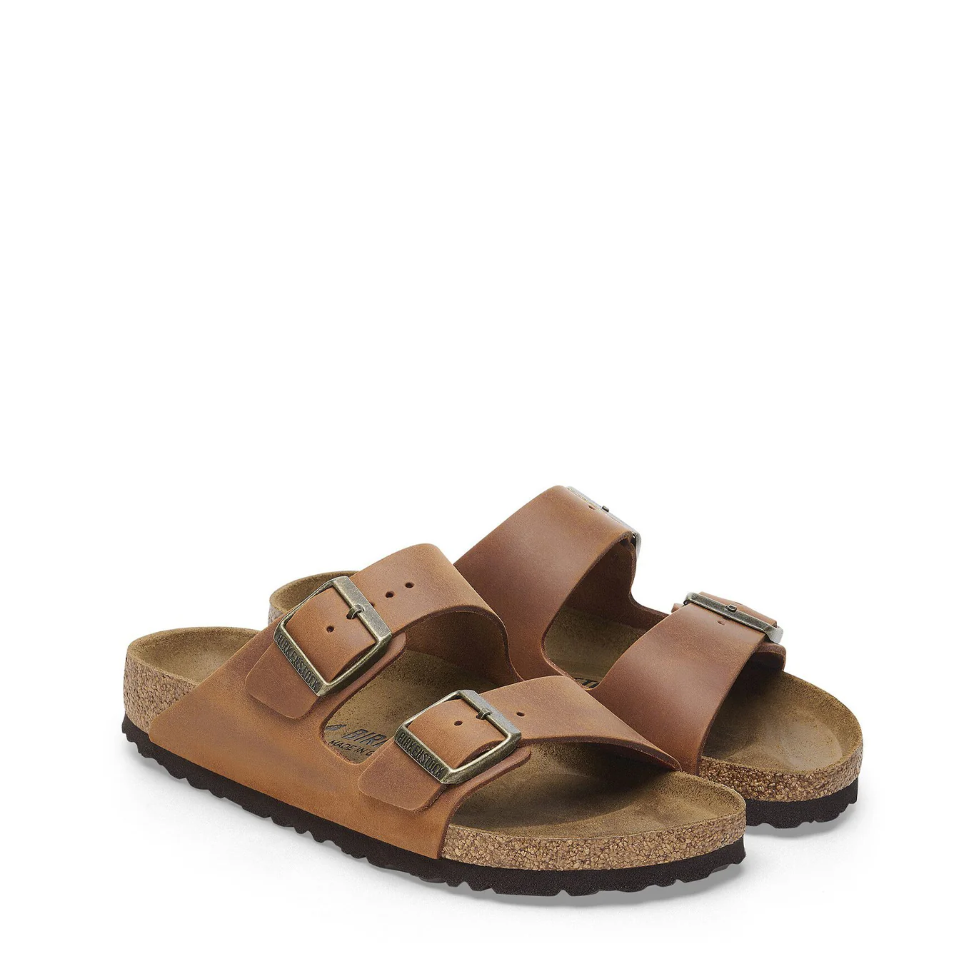 Birkenstock Womens Arizona Oiled Leather Narrow Sandal Cognac - Image 2