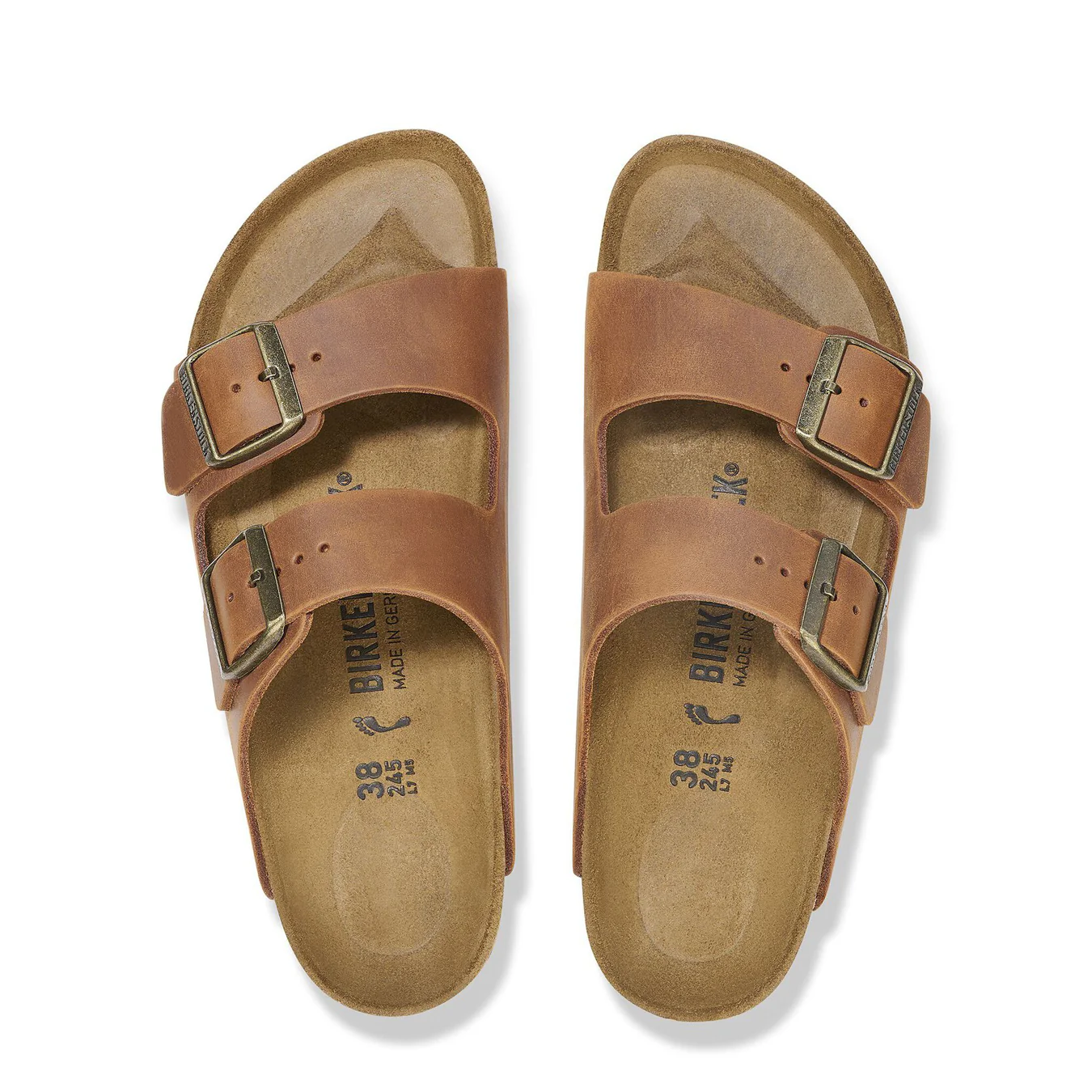 Birkenstock Womens Arizona Oiled Leather Narrow Sandal Cognac - Image 3