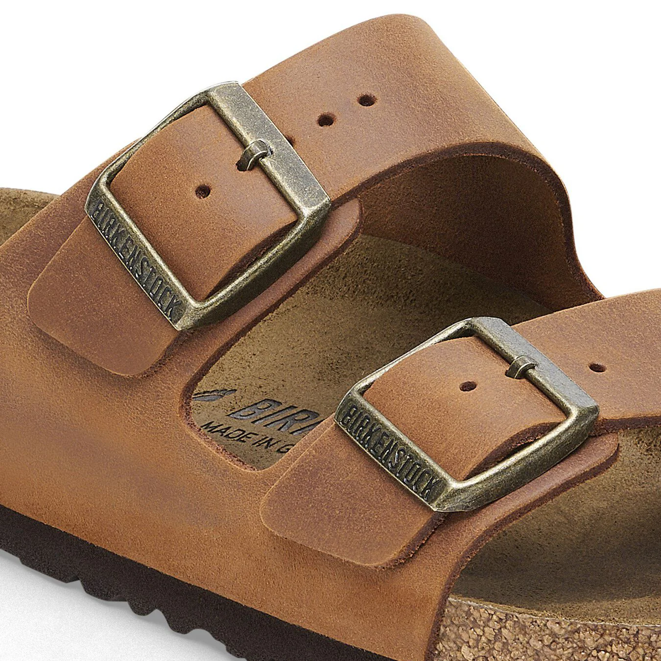 Birkenstock Womens Arizona Oiled Leather Narrow Sandal Cognac - Image 6