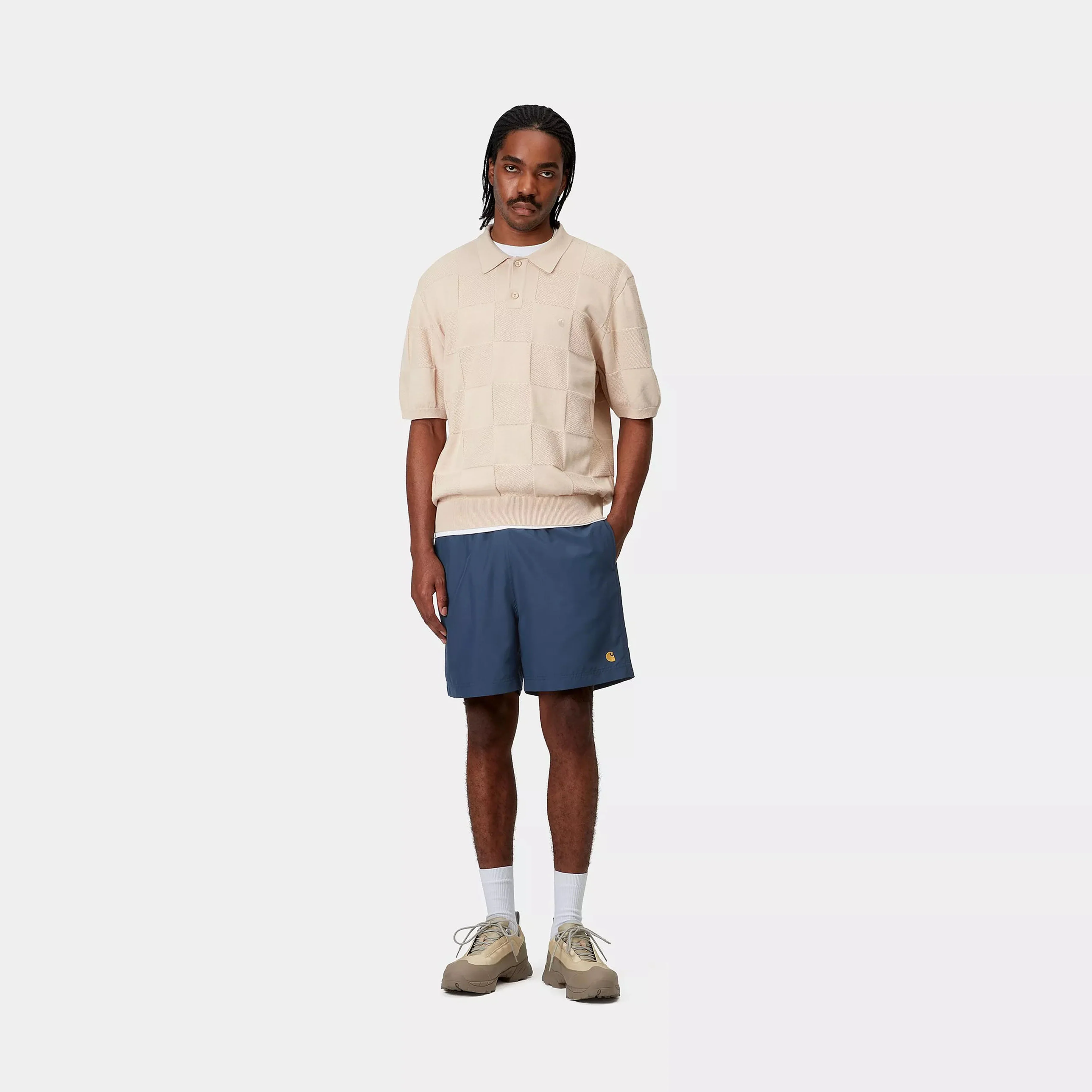 Carhartt WIP Chase Swim Trunks Dusky Blue / Gold - Image 5