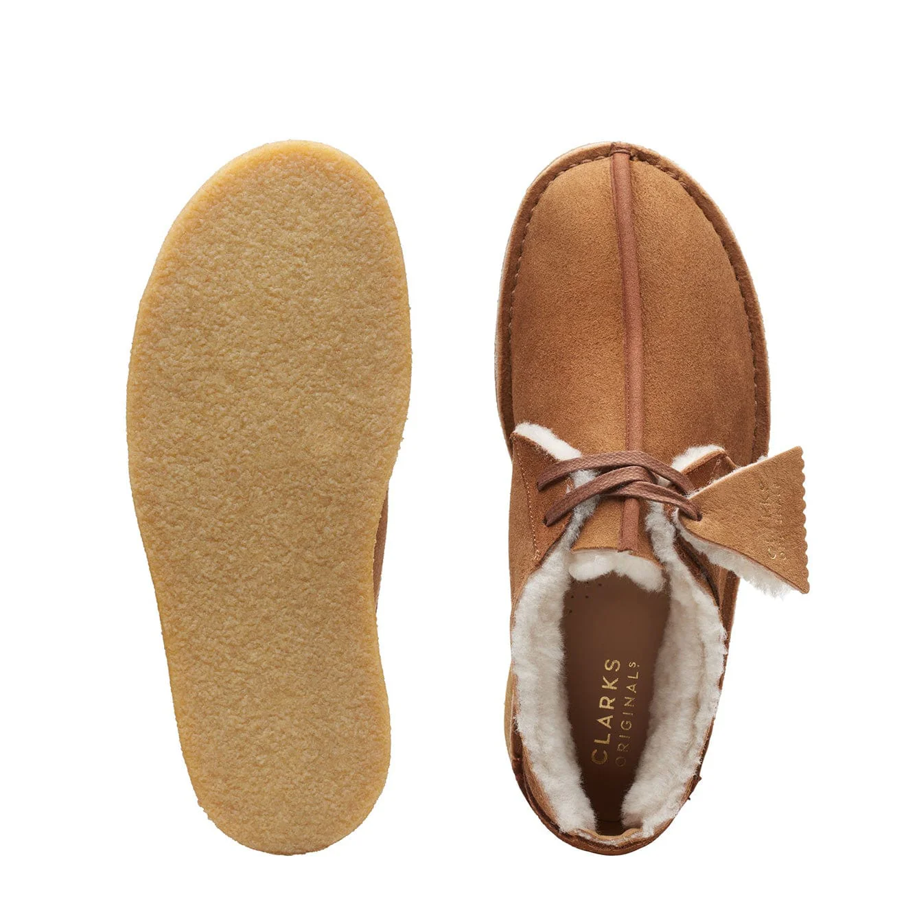 Clarks Originals Womens Desert Trek Warmlined Shoes Tan - Image 5