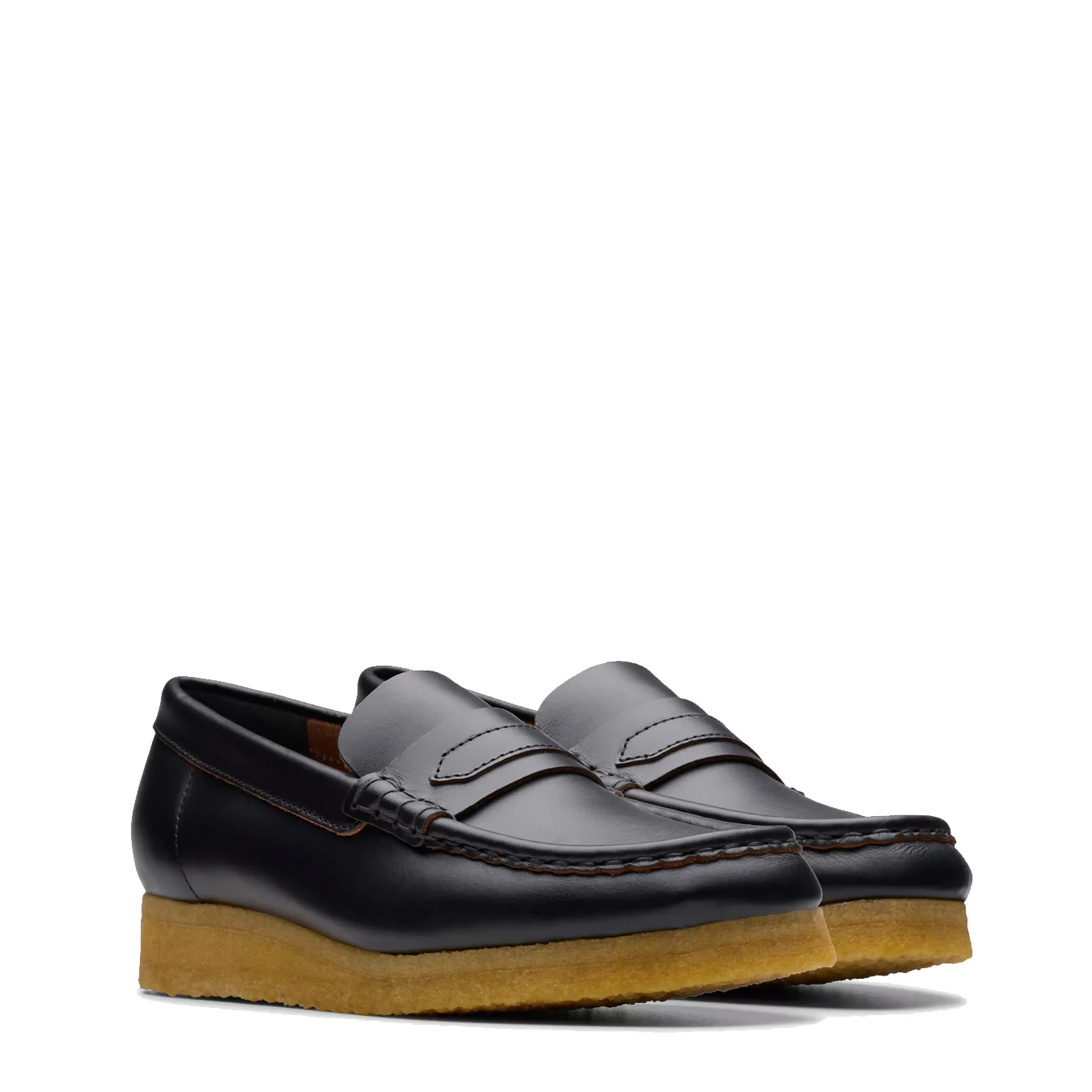Clarks Originals Womens Wallabee Loafer Black Smooth Leather - Image 3