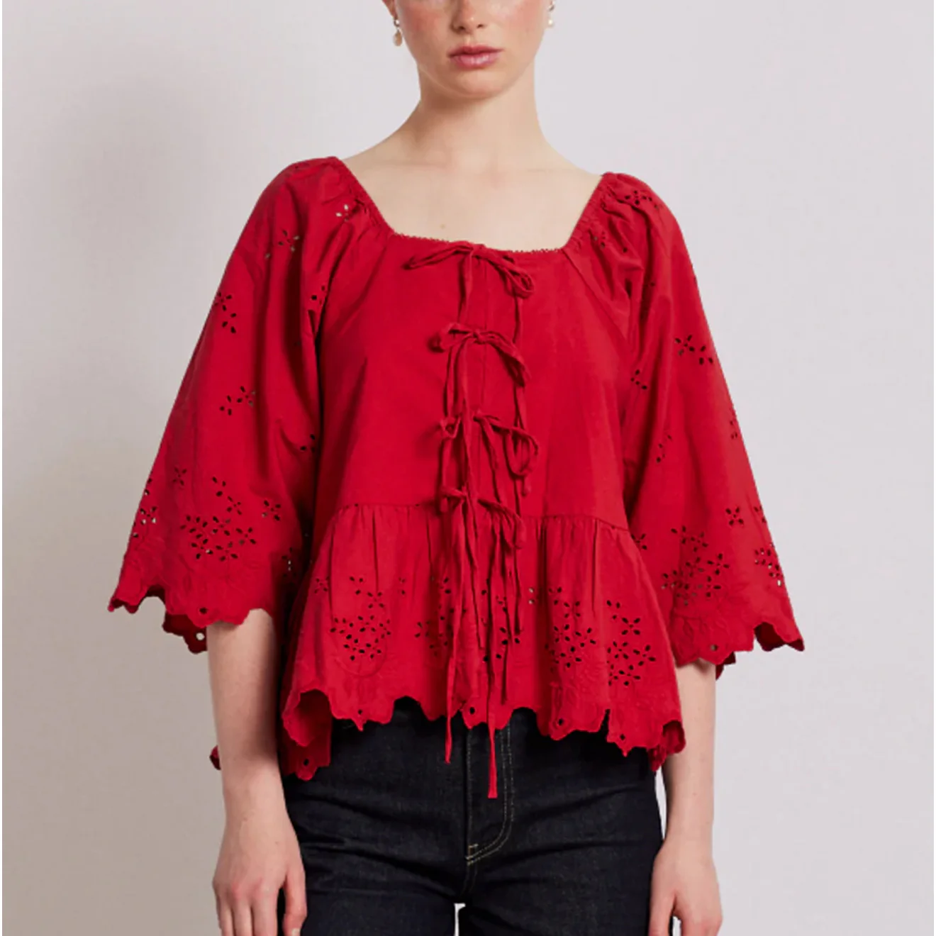 Damson Madder Lana Blouse Red Broderie - - Image 3