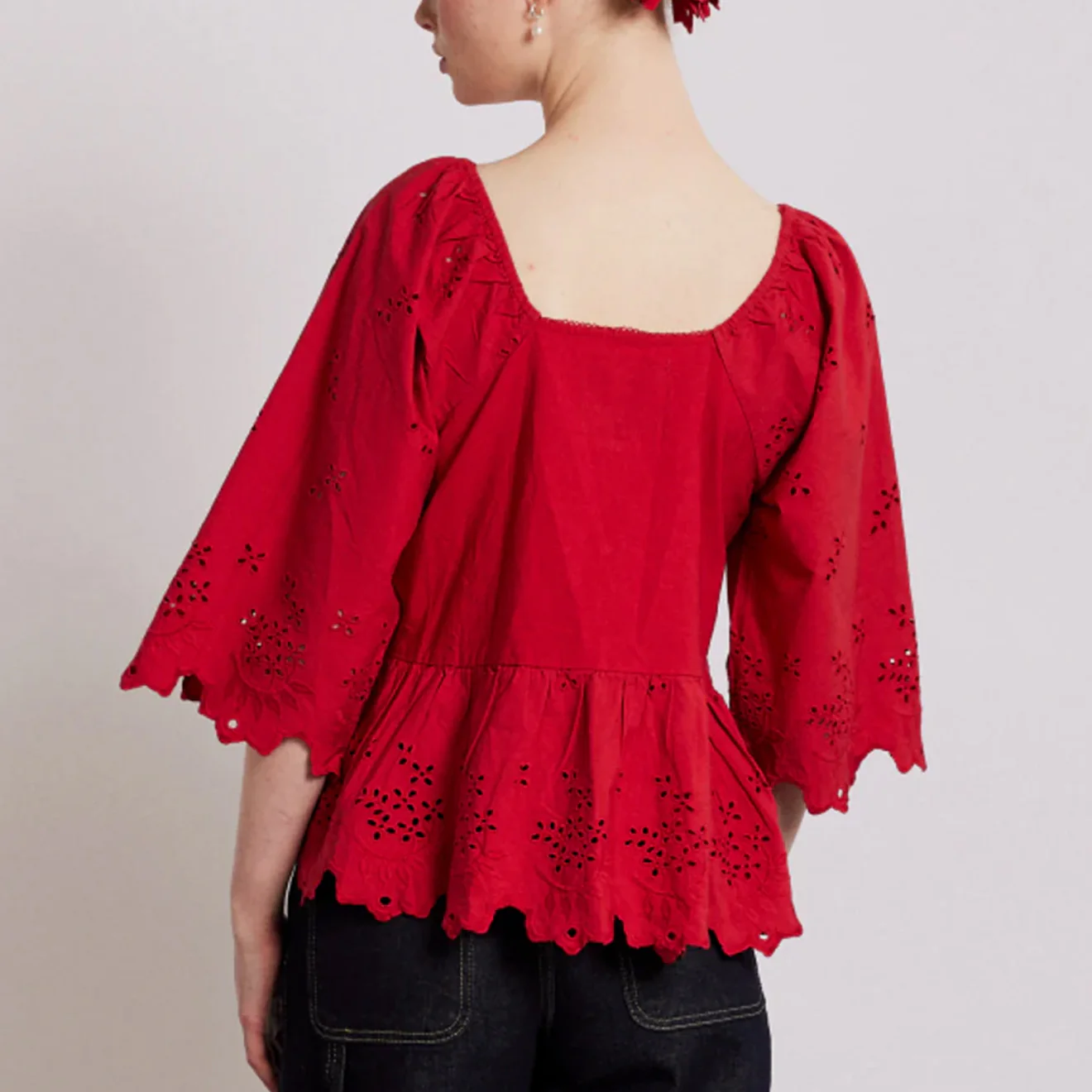 Damson Madder Lana Blouse Red Broderie - - Image 4