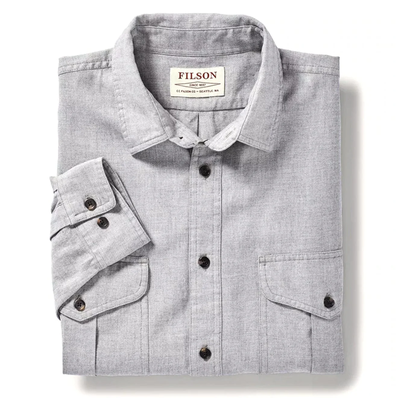 Filson Lightweight Alaskan Guide Shirt Heather Grey - Image 3