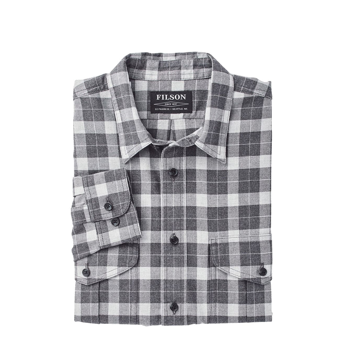 Filson Lightweight Alaskan Guide Shirt Heather Grey Plaid - Image 3