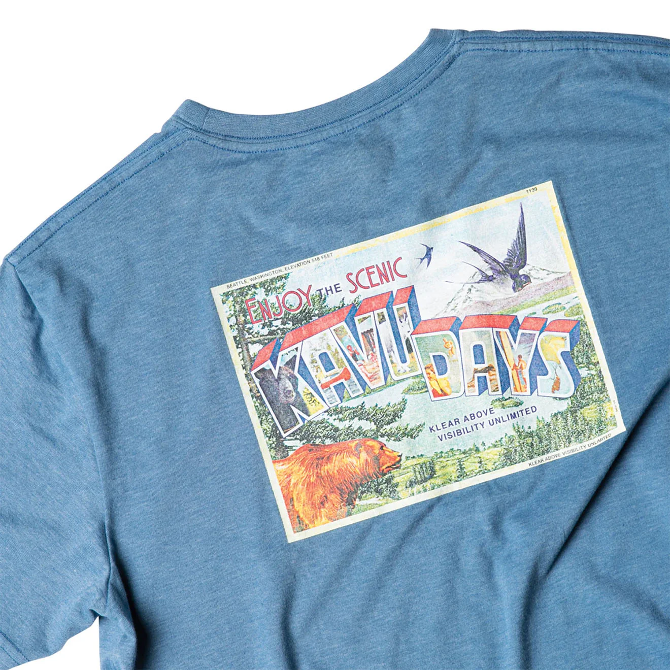 Kavu T-Shirt Post Out Steel Blue - Image 3