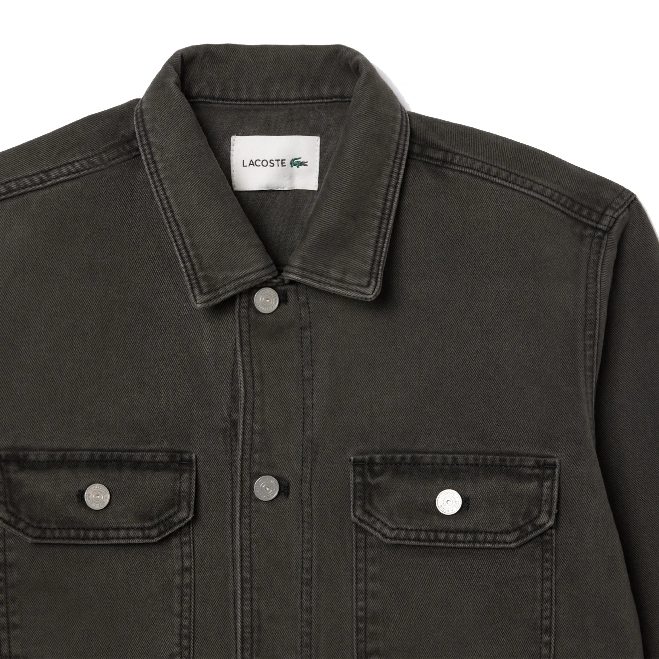 Lacoste Coloured Denim Classic Collar Overshirt Eco Noir - Image 4