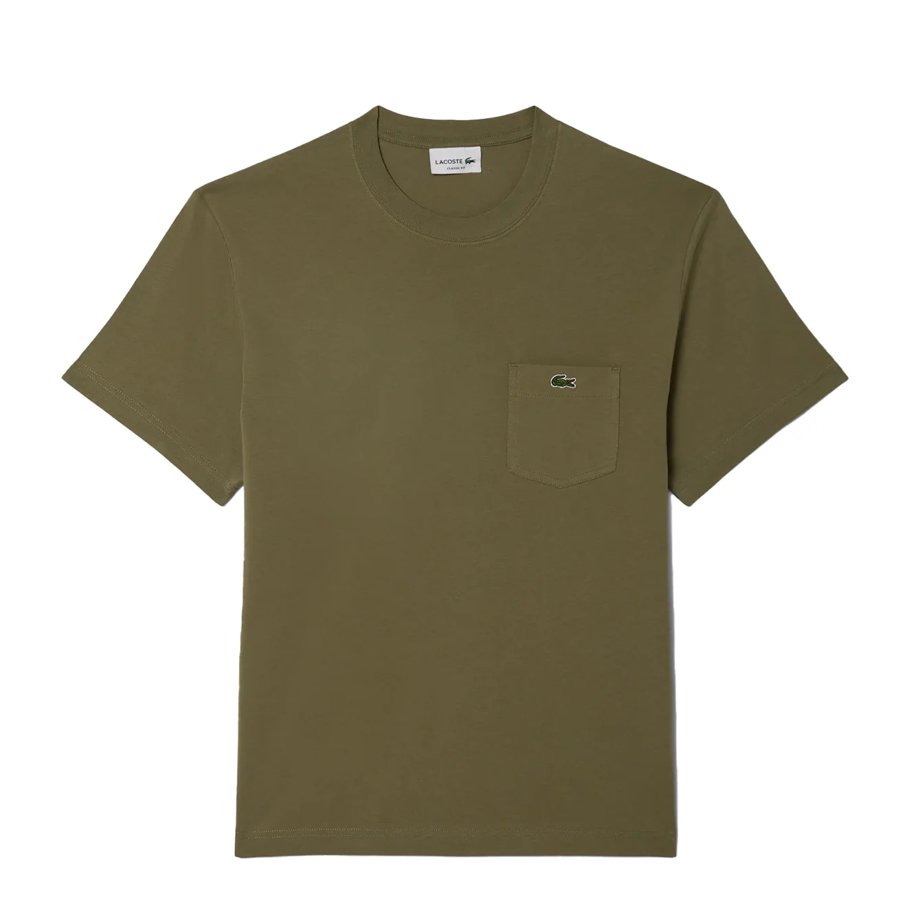 Lacoste Cotton T-Shirt with Breast Pocket Khaki