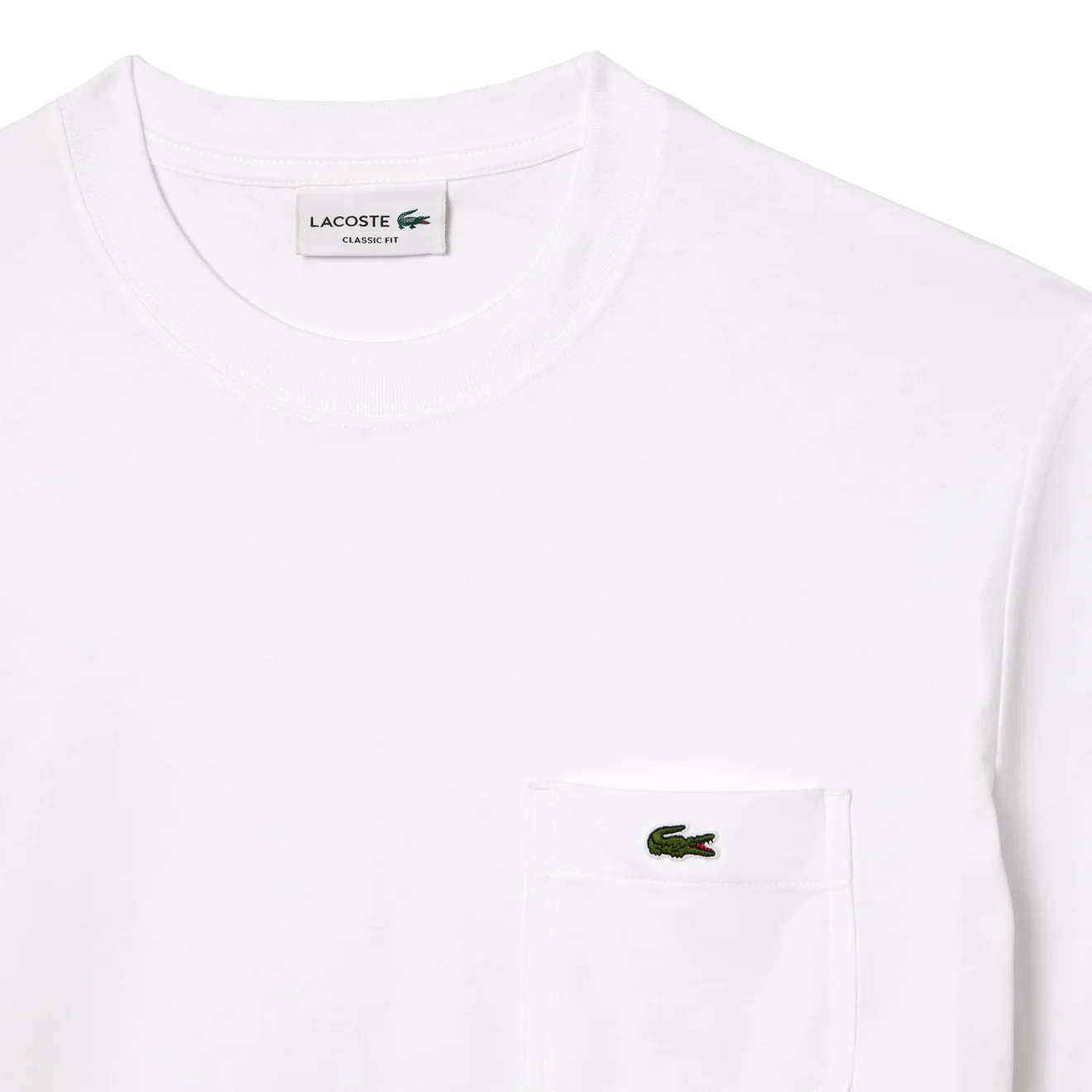 Lacoste Cotton T-Shirt with Breast Pocket White - Image 2