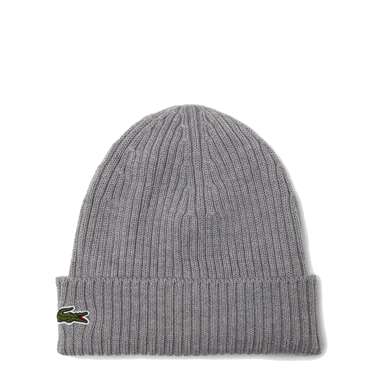 Lacoste Rib Knit Brushed Wool Beanie Heather Agate