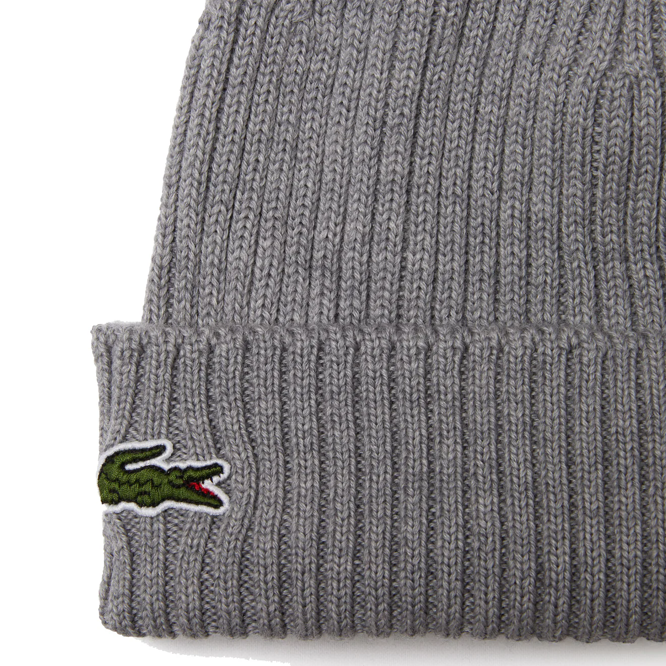 Lacoste Rib Knit Brushed Wool Beanie Heather Agate - Image 2