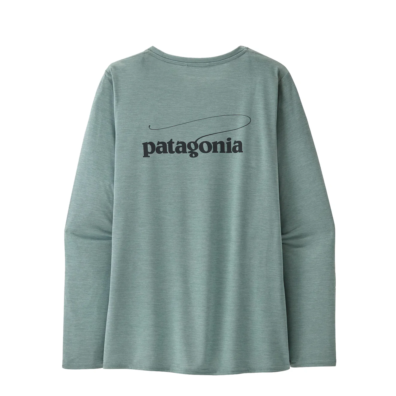 Patagonia Womens L/S Cap Cool Daily Graphic Shirt - Waters Casting Logo / Thermal Blue X-Dye