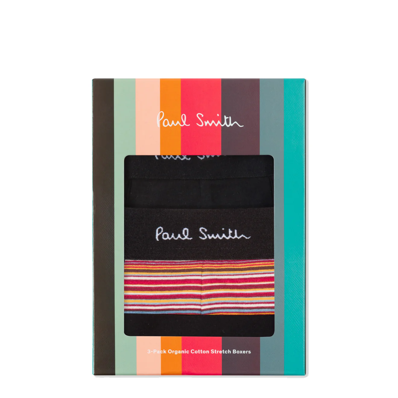 Paul Smith Organic-Cotton Mixed Stripe Boxer Briefs Three Pack Black - Image 2