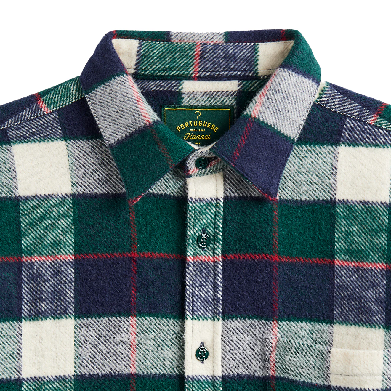 Portuguese Flannel Bottle Shirt Green / Blue - Image 4