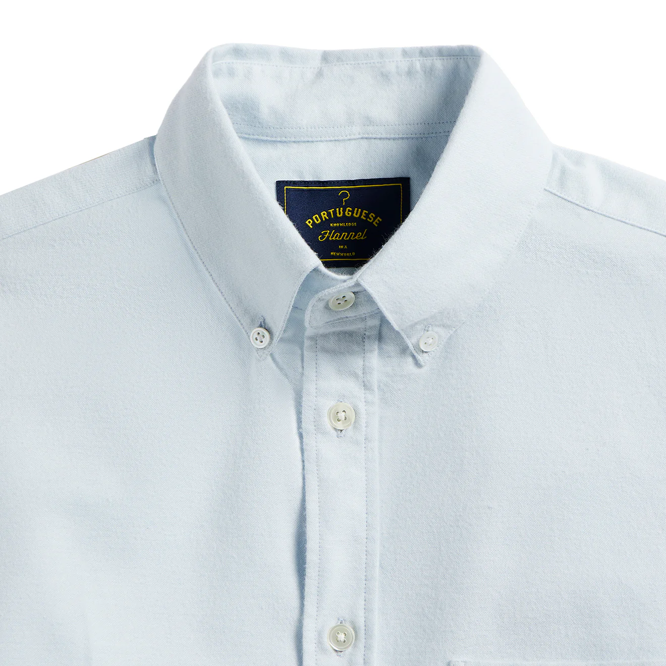 Portuguese Flannel Brushed Oxford Shirt Light Blue - Image 2