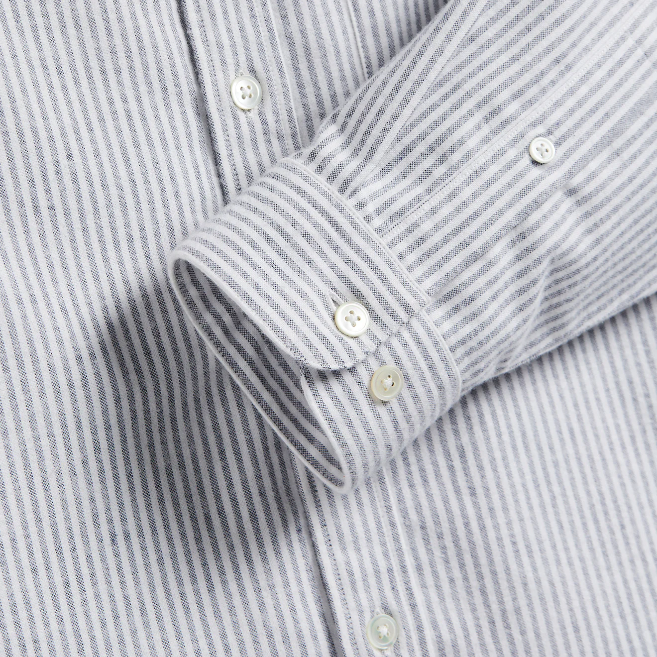 Portuguese Flannel Brushed Oxford Stripe Shirt Blue - Image 3