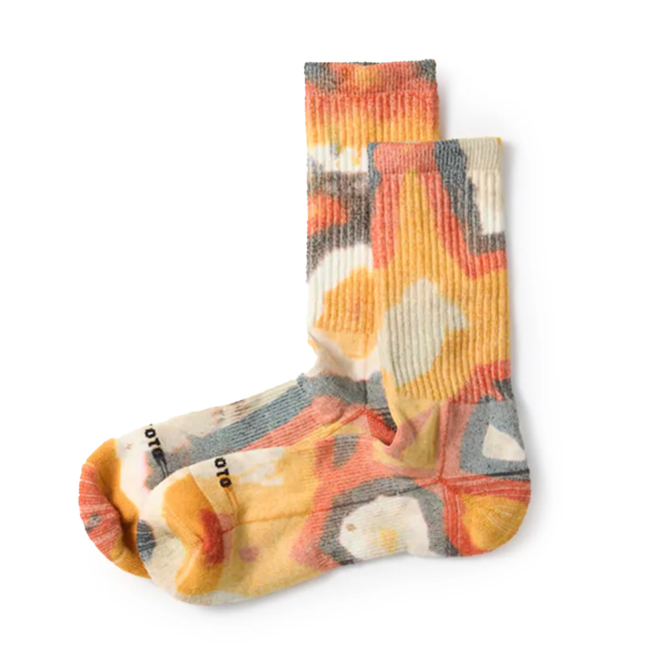 Rototo Allrounder Merino Crew Tie Dye Socks Yellow / Red