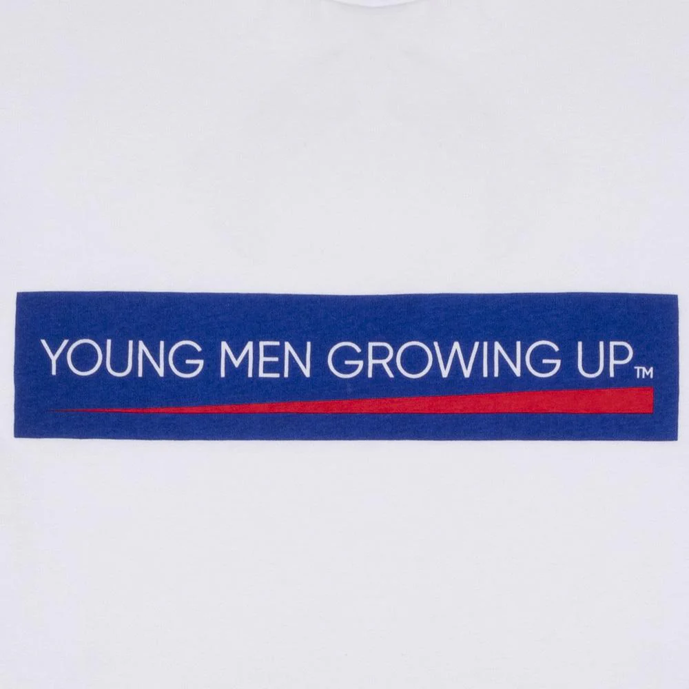 Stay Hungry YMGU Navy Logo T-Shirt White - Image 3