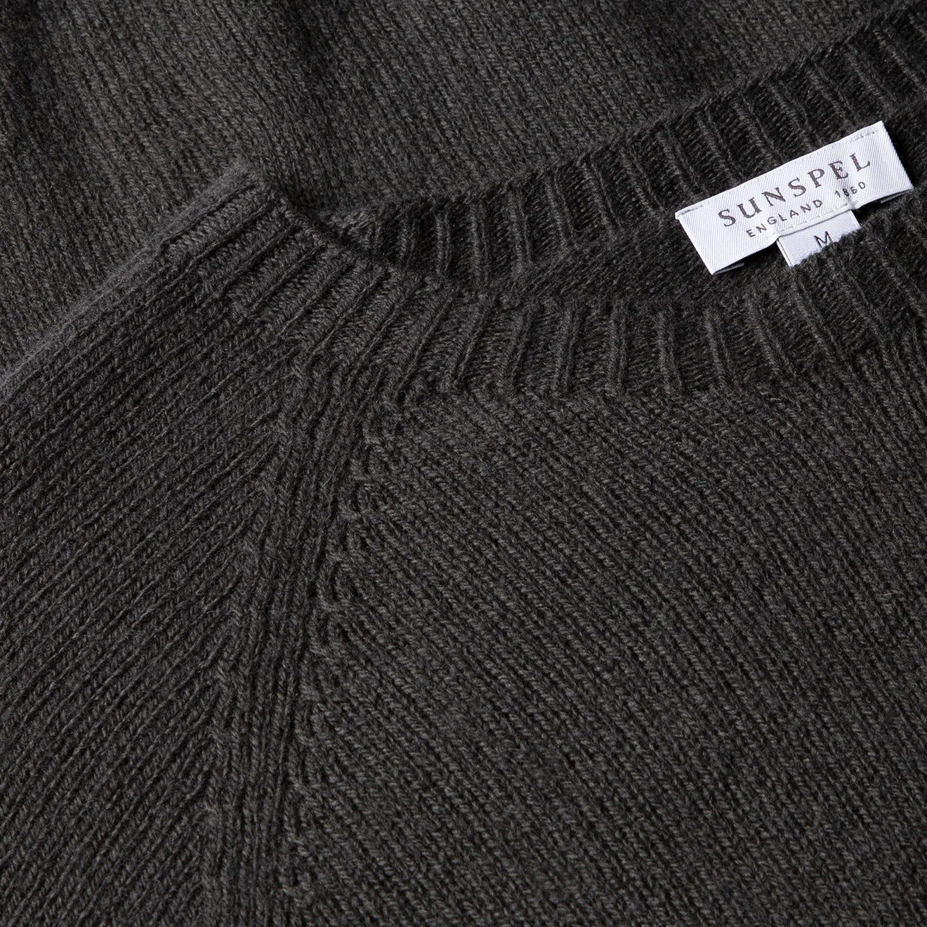 Sunspel Lambswool Crew Neck Drill Green - Image 2