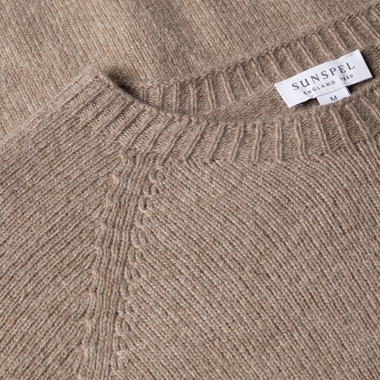 Sunspel Lambswool Crew Neck Sandstone - Image 2