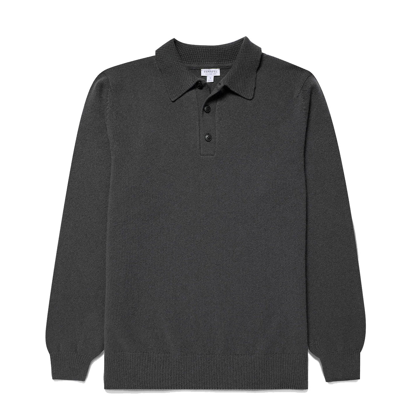 Sunspel Lambswool Polo Drill Green