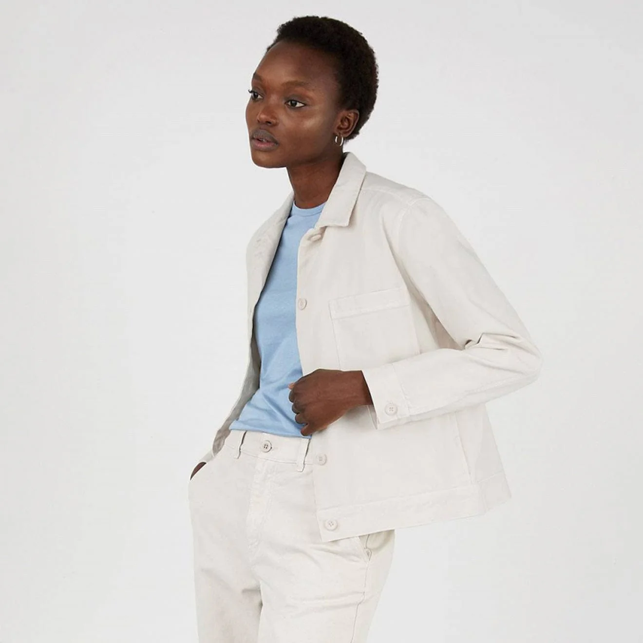 Sunspel Womens Chore Jacket Chalk - Image 3