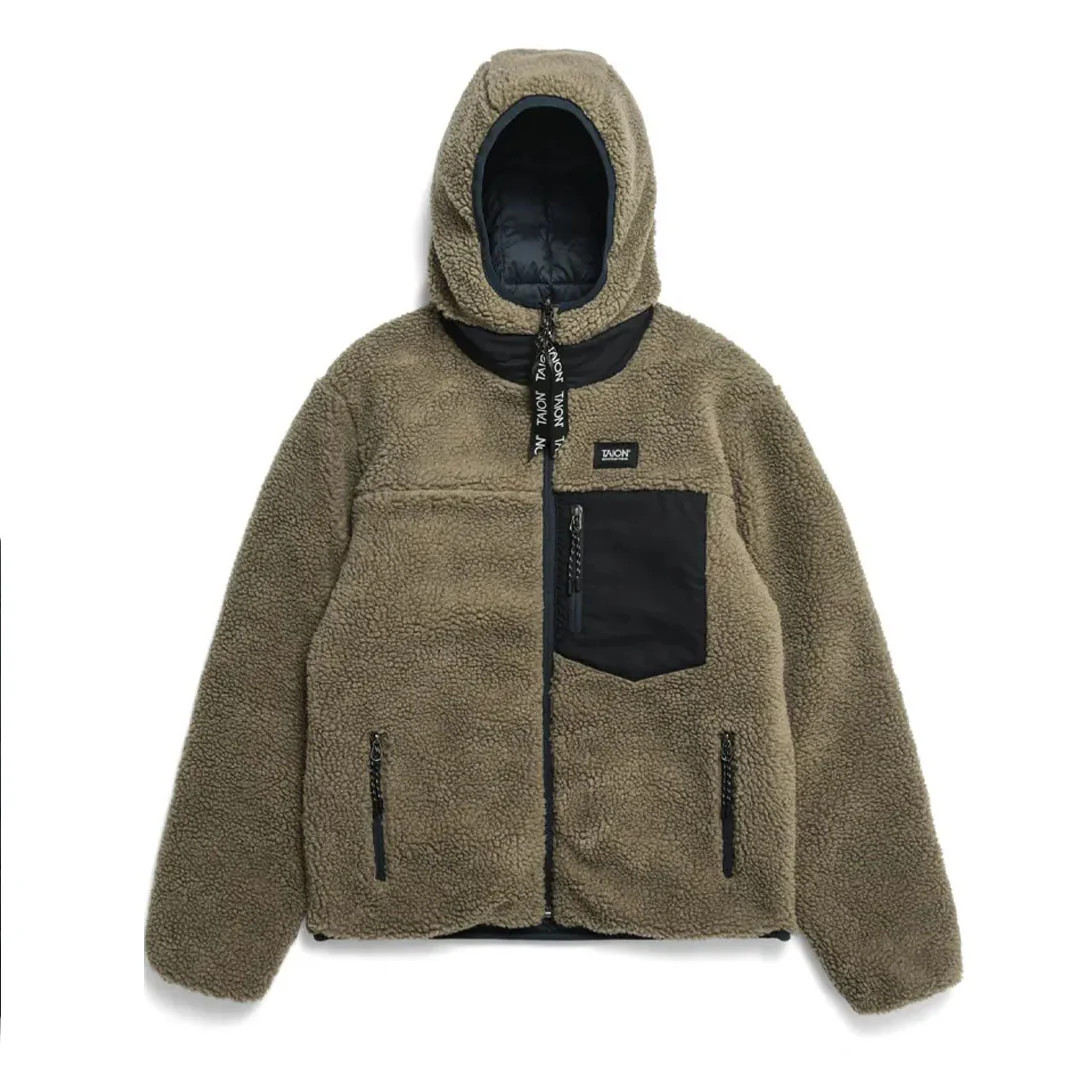 Taion Mountain R/S Down x Boa Hoodie Dark Navy / Beige - Image 2