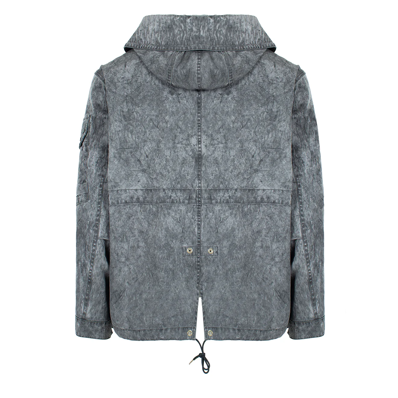 Ten C Hooded Fishtail Short Parka Jacket Washed Black - Image 2