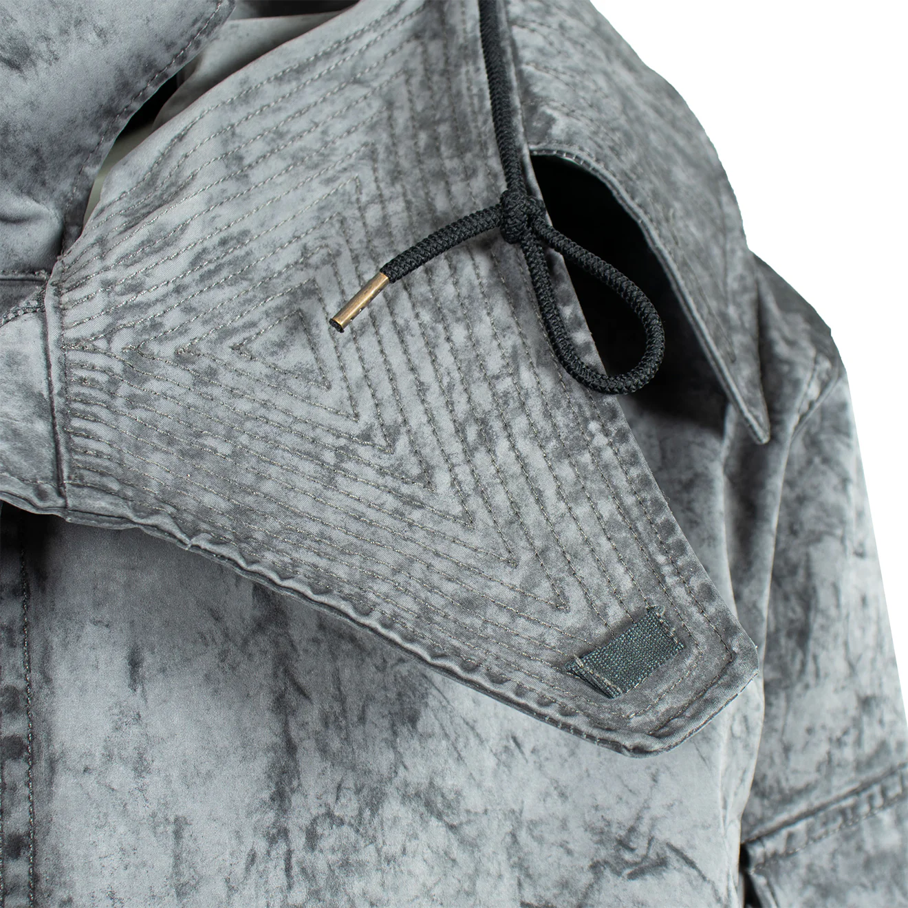 Ten C Hooded Fishtail Short Parka Jacket Washed Black - Image 4
