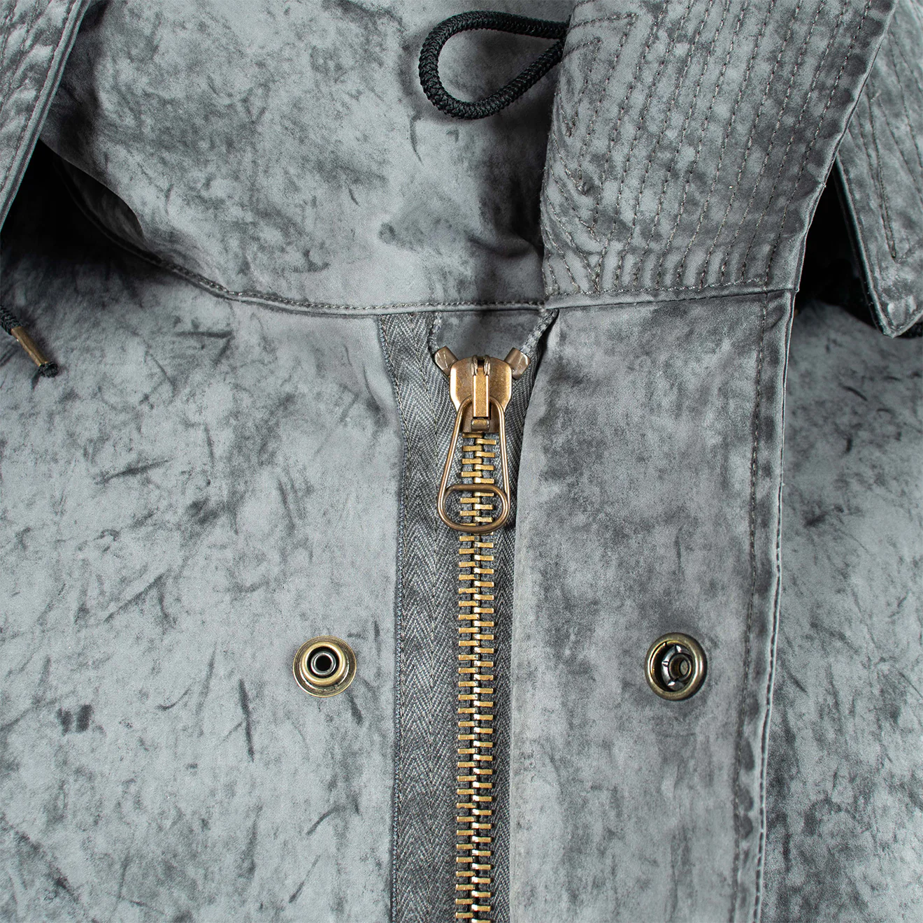 Ten C Hooded Fishtail Short Parka Jacket Washed Black - Image 5