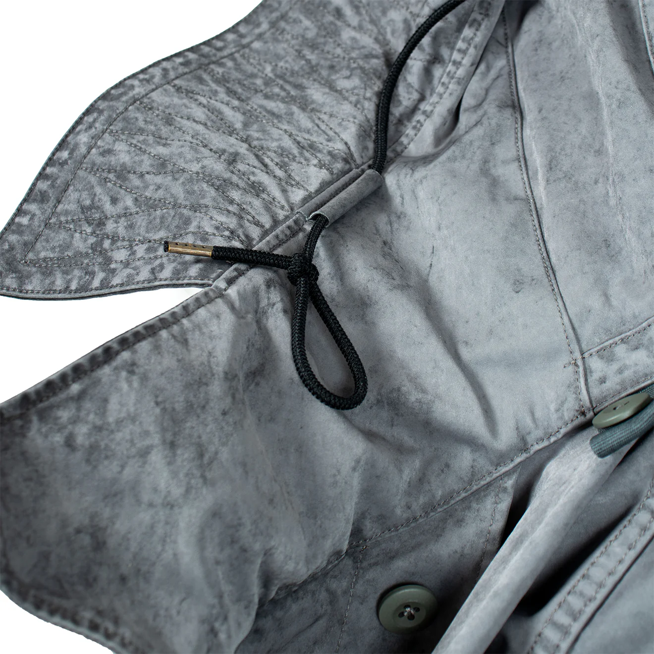 Ten C Hooded Fishtail Short Parka Jacket Washed Black - Image 7