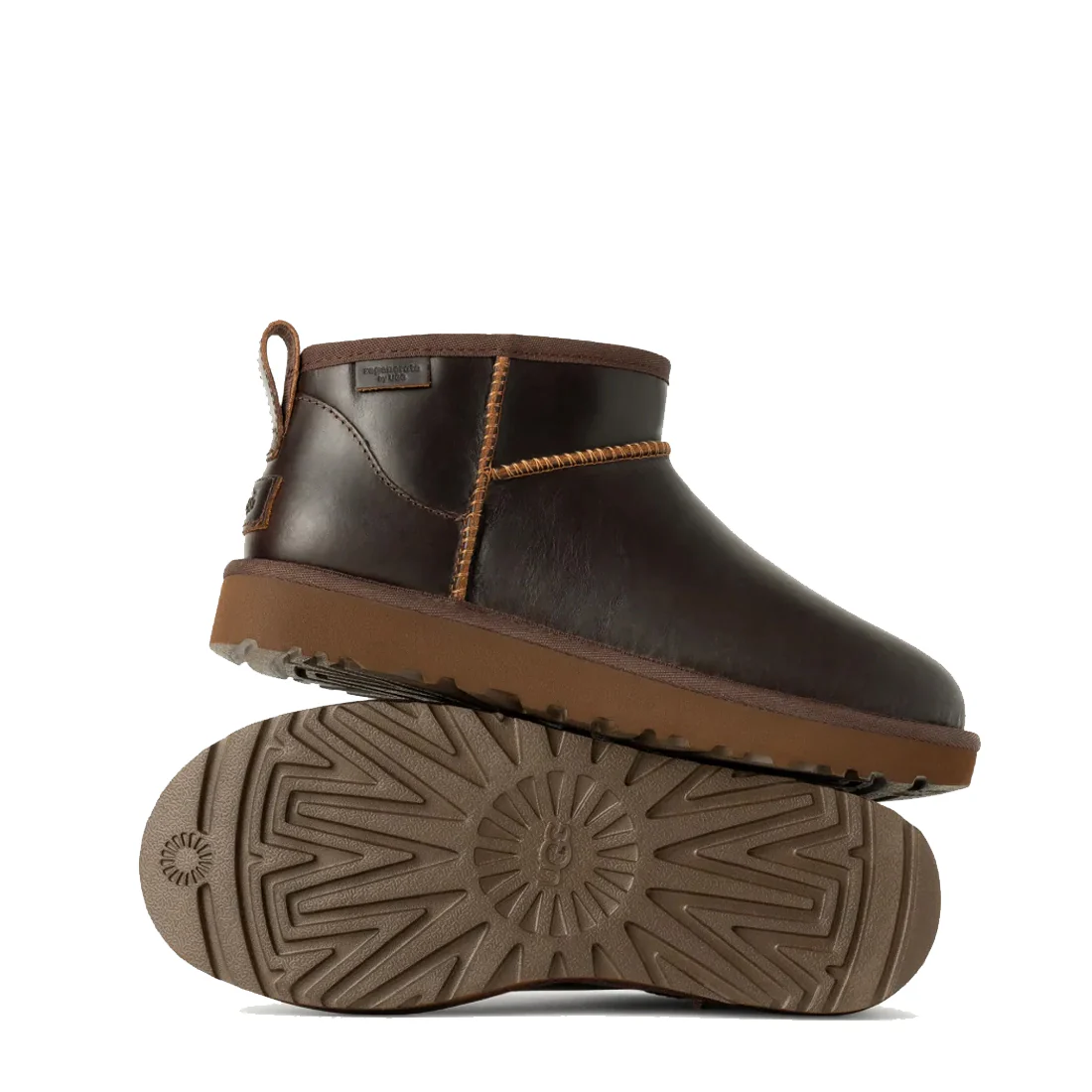 UGG Womens Classic Ultra Mini Leather Regen Boot Ironwood - Image 3
