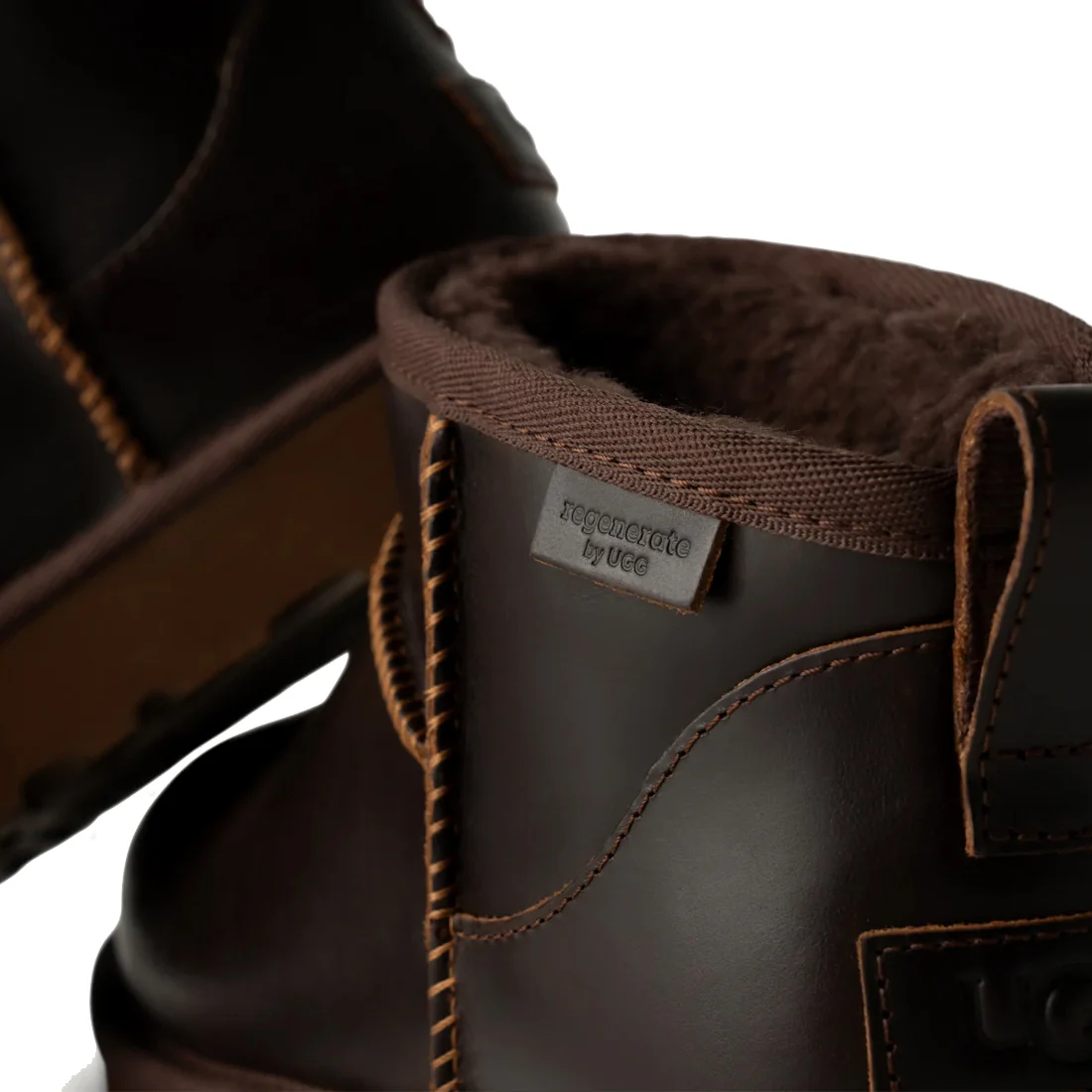 UGG Womens Classic Ultra Mini Leather Regen Boot Ironwood - Image 4